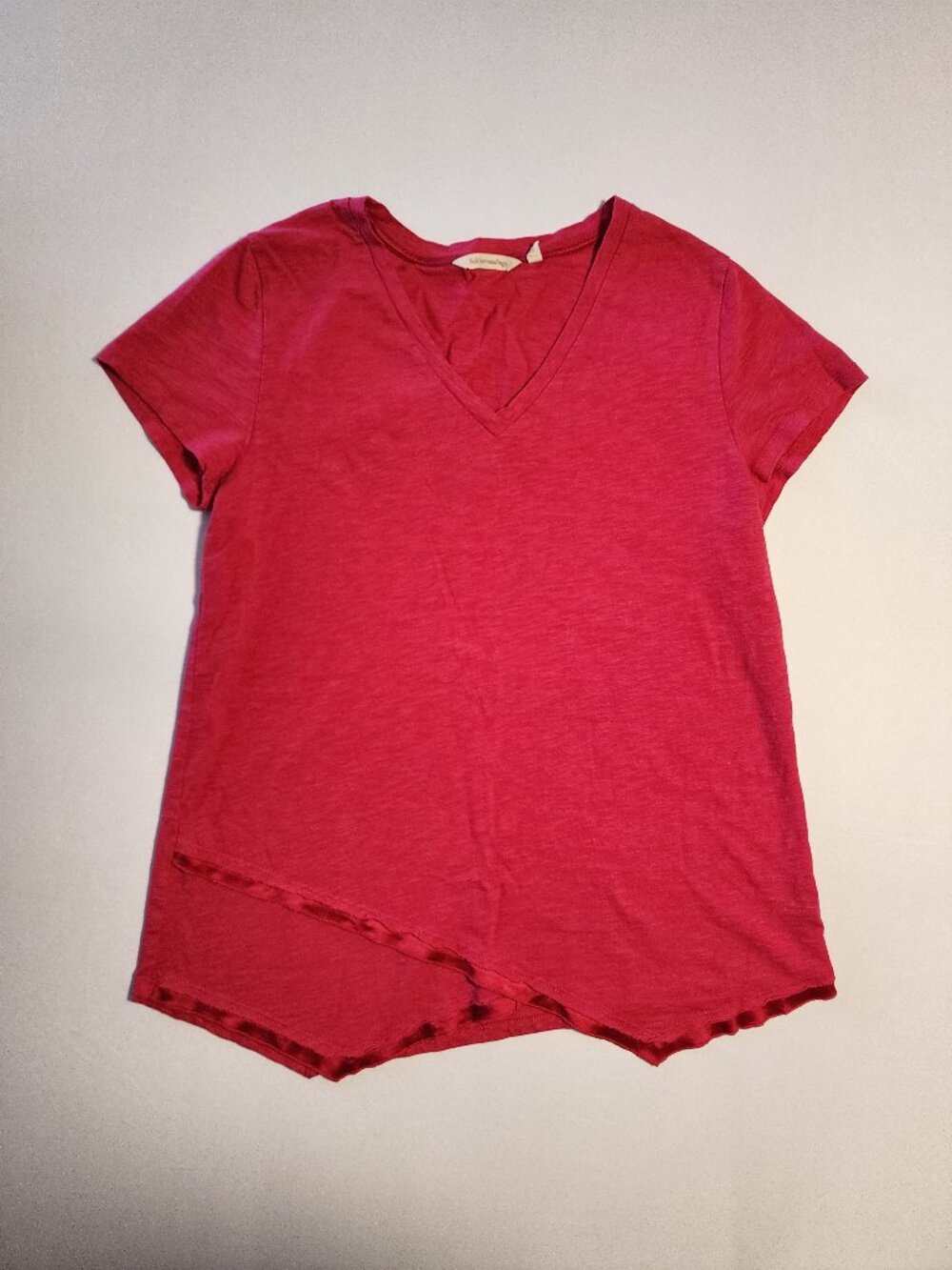 Soft Surroundings Fuchsia Pink Blouse Cotton Modal V-Neck T-Shirt Top Size M